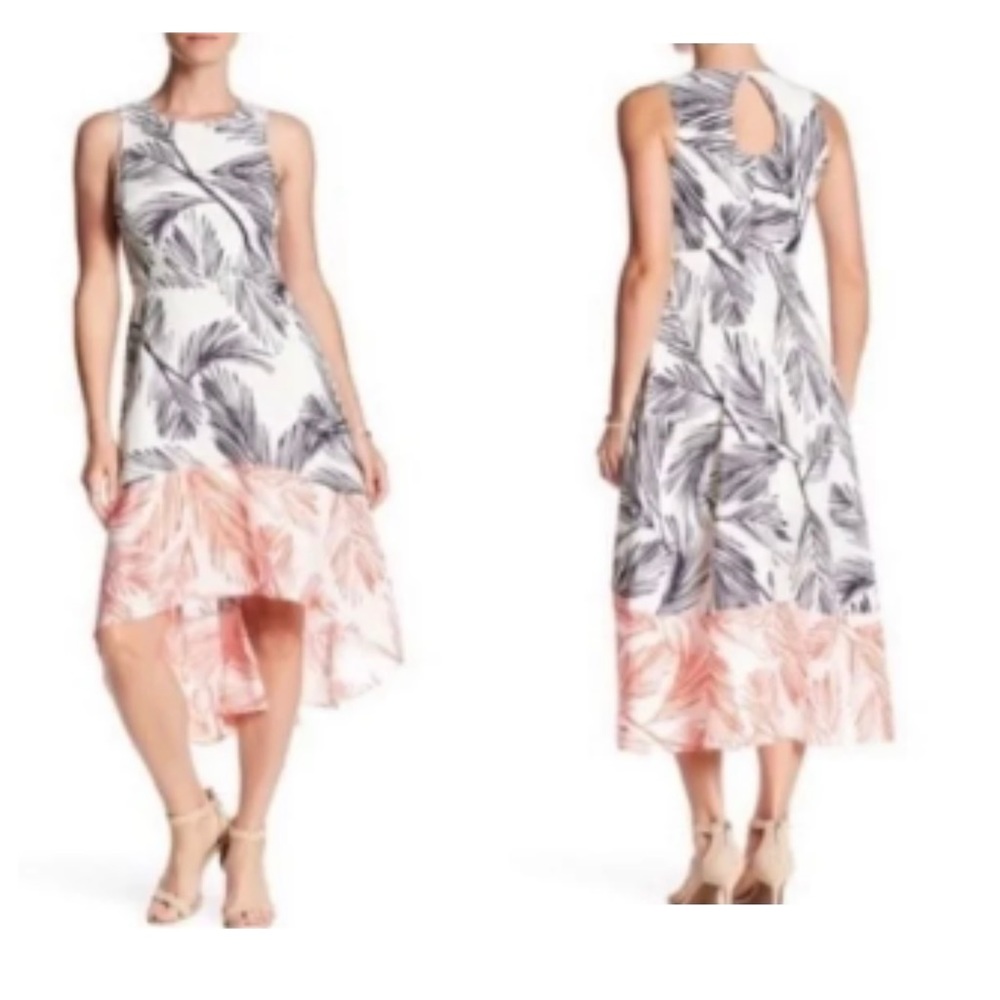 VINCE CAMUTO Women’s Size 6 Sleeveless Tank Leaf Print High Low Dress